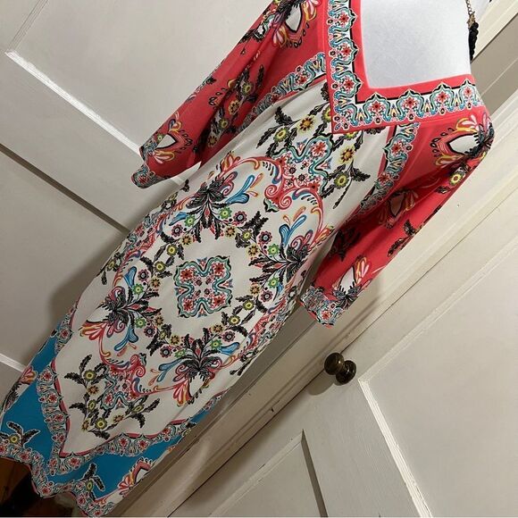 Studio One Colorful Bright Pattern Shift Dress Womens 2XL Like New - Picture 4 of 9